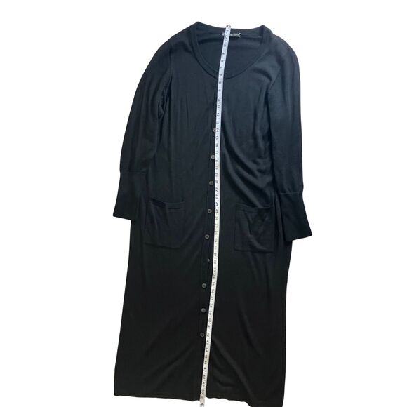 Peruvian Connection Black Wool Silk Cardigan Duster Midi Long Sleeve XL - Picture 4 of 7